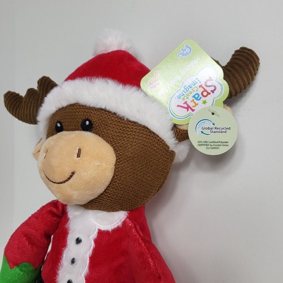 Spark Create Imagine Knit Plush Christmas Santa Moose Rattle Crinkle Holiday New - Picture 15 of 16